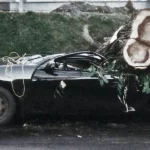 A large tree fallen across a parked car after a storm